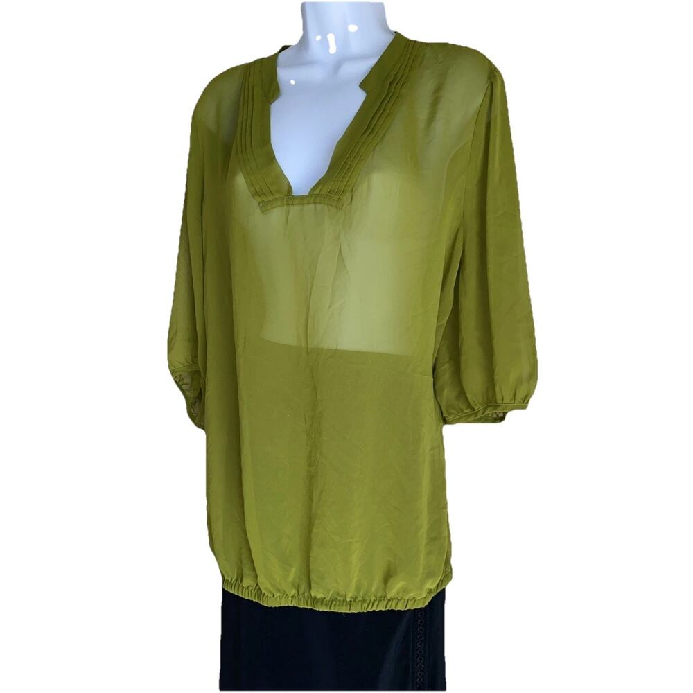 Worthington Women's Plus Size 2X Green Sheer Tunic Blouse Top Summer Lightweight - Picture 3 of 9